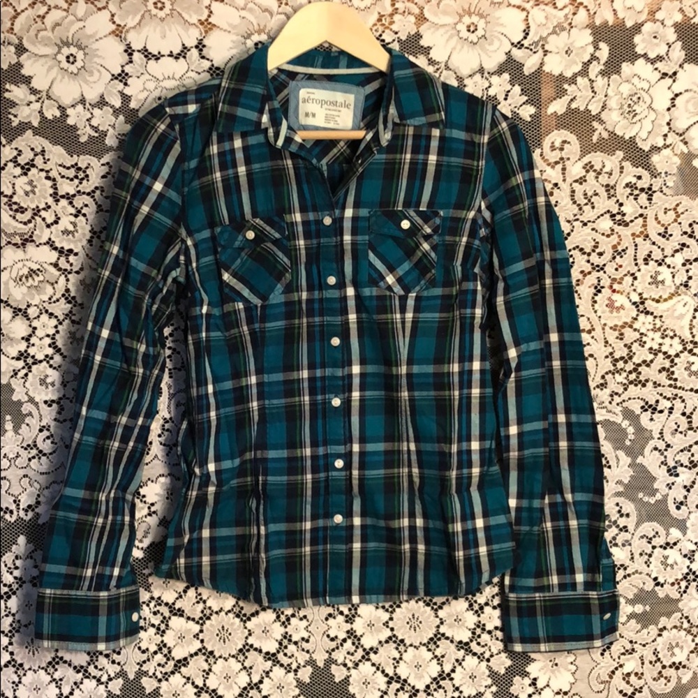 🍓 Aeropostale Blue Flannel Shirt